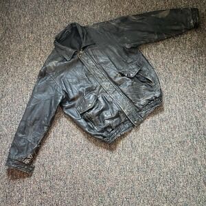 Vintage American Distressed Leather Biker Jacket